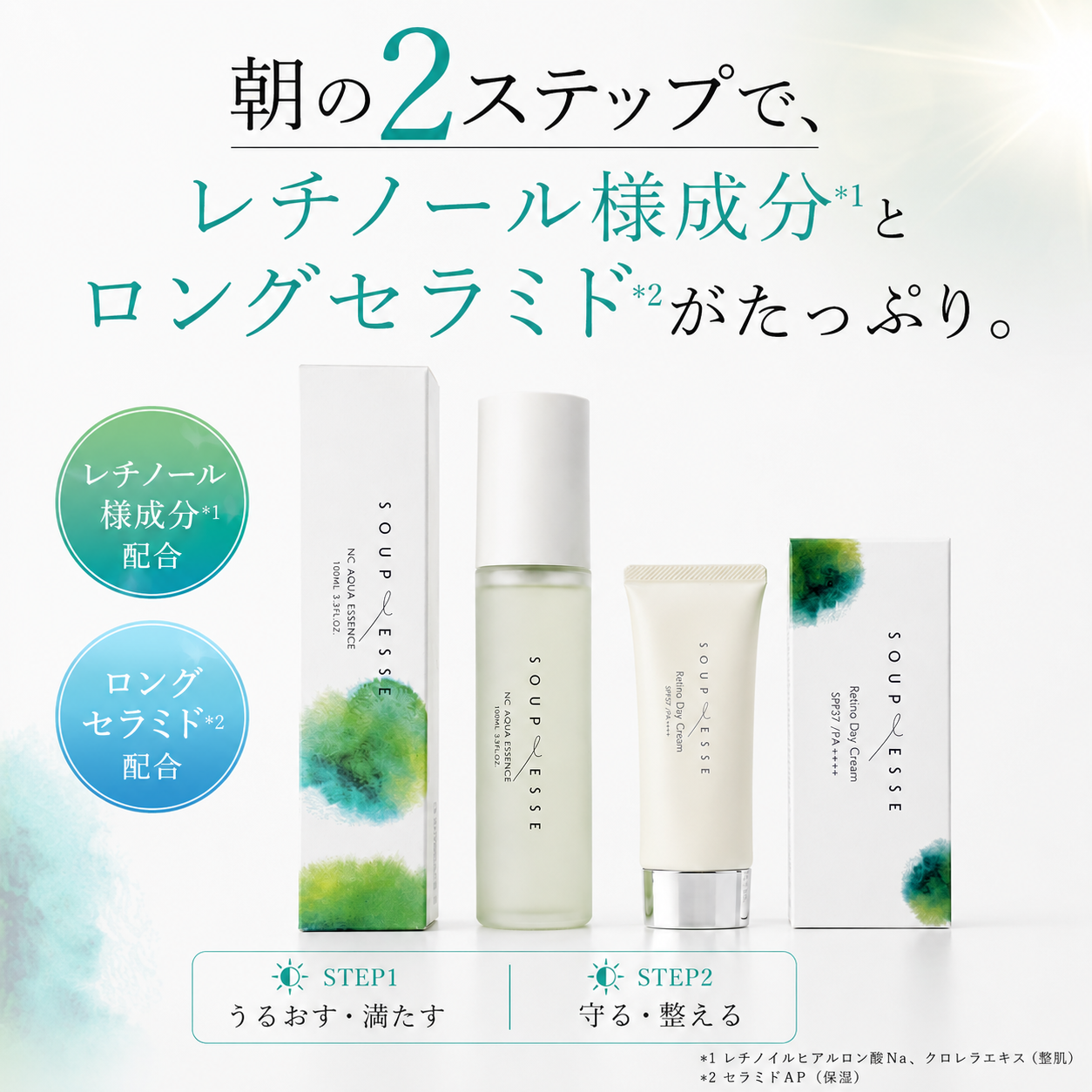 【シンプル朝ケアセット】NCエッセンス+レチノデイクリーム