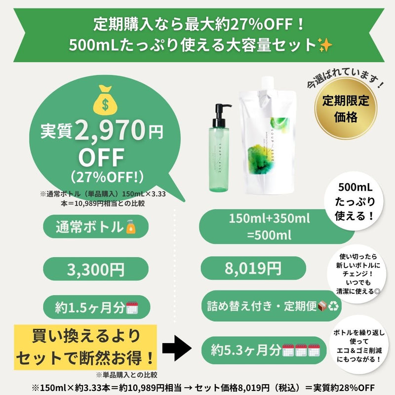 【大容量詰め替えセット】バリアグロウ クレンジングオイル150ml+350ml